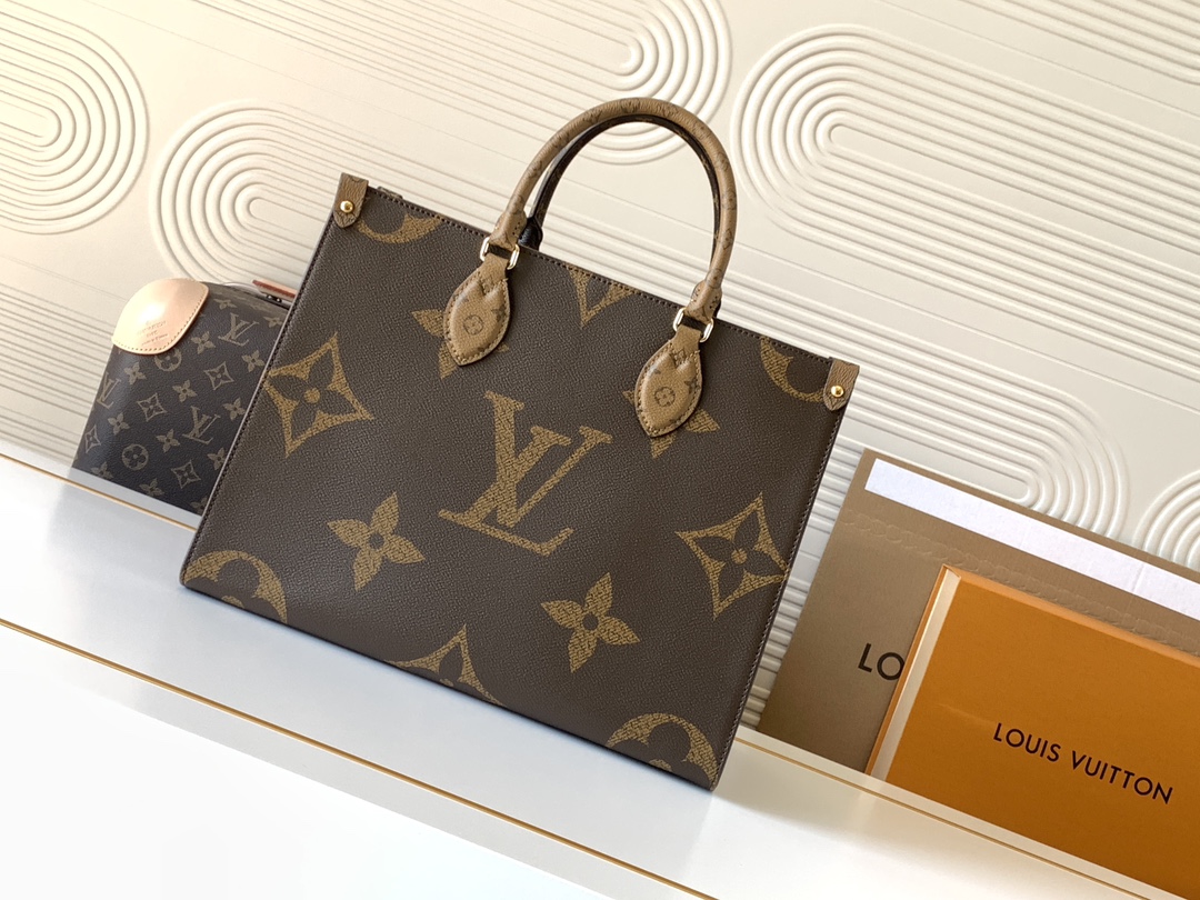 Louis Vuitton ONTHEGO EAST WEST Classic Medium Dark Canvas Textured Shoulder Strap Tote Louis Vuitton ONTHEGO EAST WEST Classic Medium Dark Canvas Textured Shoulder Strap Tote