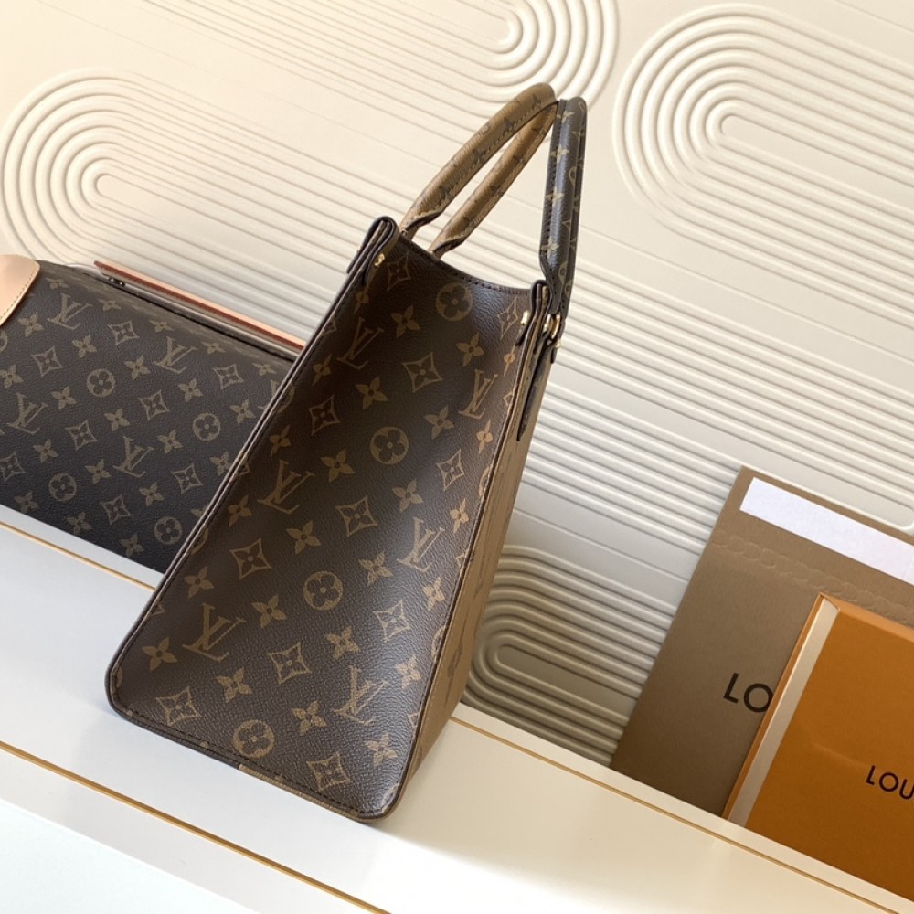 Louis Vuitton ONTHEGO EAST WEST Classic Medium Dark Canvas Textured Shoulder Strap Tote Louis Vuitton ONTHEGO EAST WEST Classic Medium Dark Canvas Textured Shoulder Strap Tote