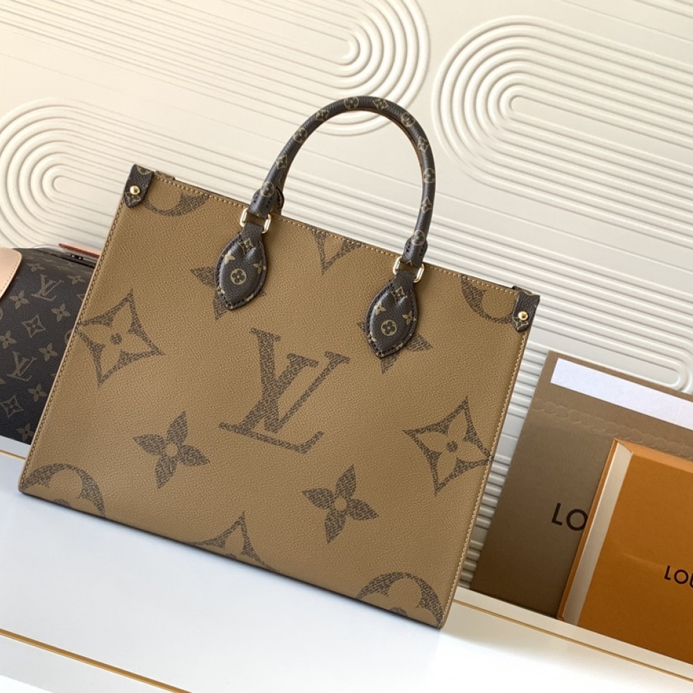 Louis Vuitton ONTHEGO EAST WEST Classic Medium Dark Canvas Textured Shoulder Strap Tote Louis Vuitton ONTHEGO EAST WEST Classic Medium Dark Canvas Textured Shoulder Strap Tote