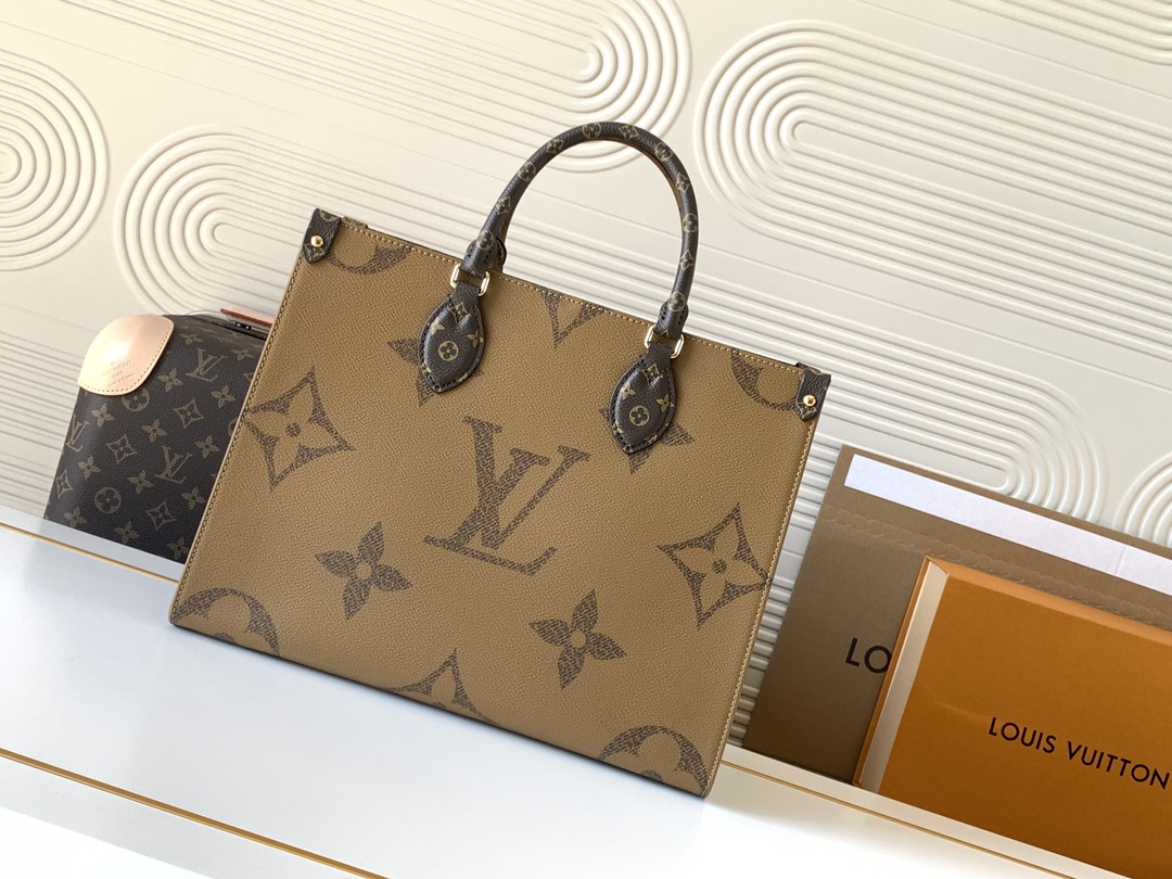Louis Vuitton ONTHEGO EAST WEST Classic Medium Dark Canvas Textured Shoulder Strap Tote Louis Vuitton ONTHEGO EAST WEST Classic Medium Dark Canvas Textured Shoulder Strap Tote