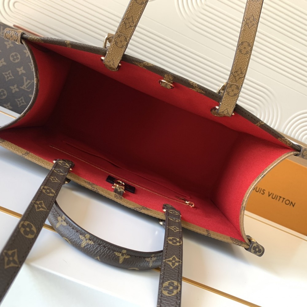Louis Vuitton ONTHEGO EAST WEST Classic Medium Dark Canvas Textured Shoulder Strap Tote Louis Vuitton ONTHEGO EAST WEST Classic Medium Dark Canvas Textured Shoulder Strap Tote