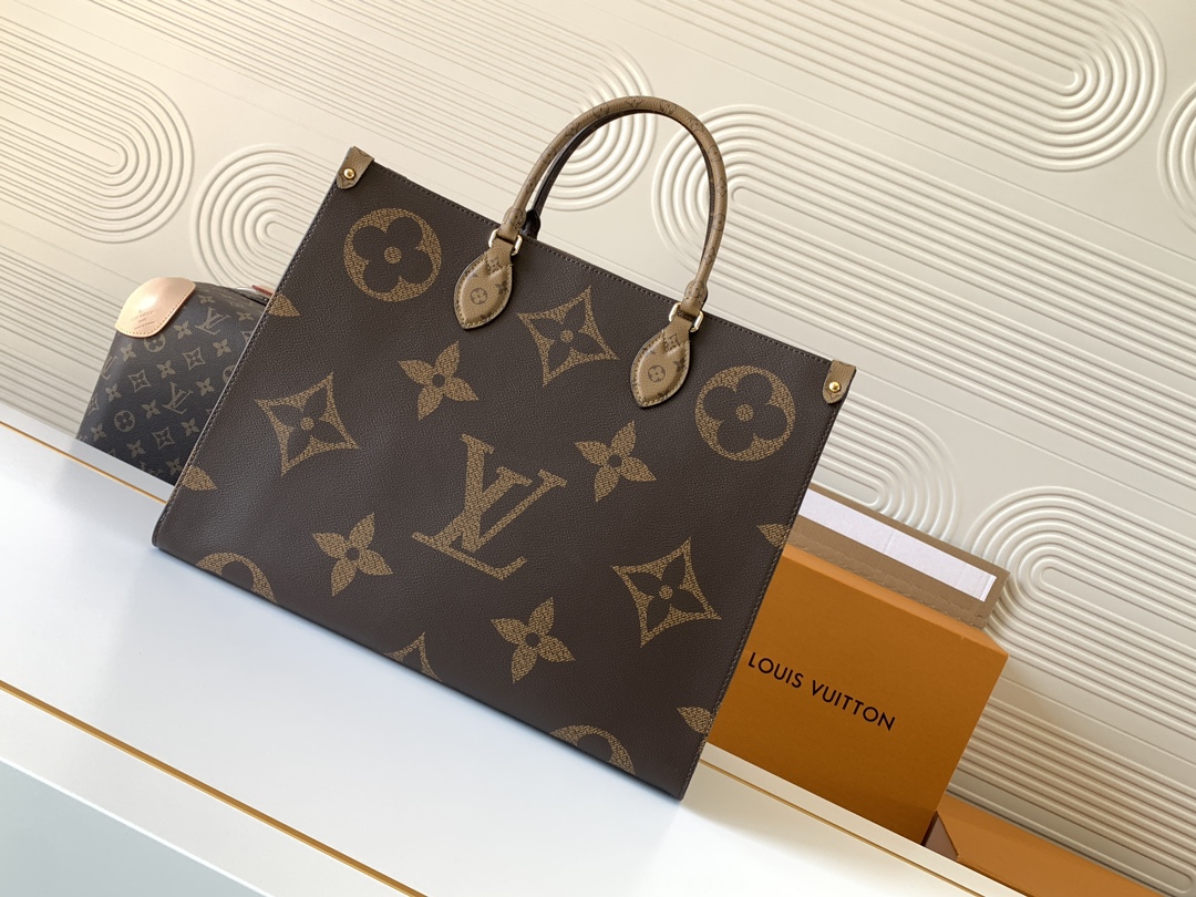 Louis Vuitton ONTHEGO EAST WEST Classic Large Dark Canvas Textured Shoulder Tote Louis Vuitton ONTHEGO EAST WEST Classic Large Dark Canvas Textured Shoulder Tote