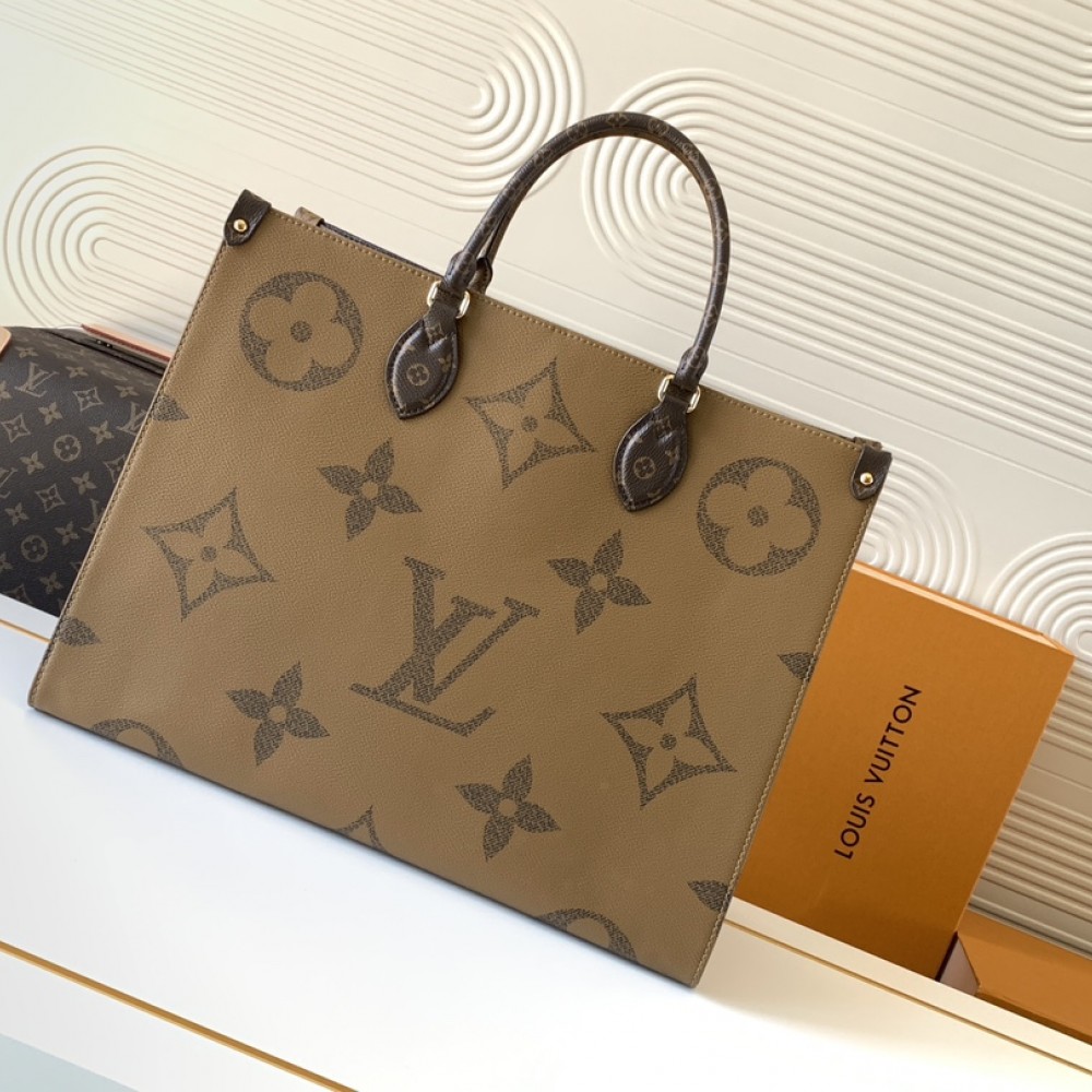Louis Vuitton ONTHEGO EAST WEST Classic Large Dark Canvas Textured Shoulder Tote Louis Vuitton ONTHEGO EAST WEST Classic Large Dark Canvas Textured Shoulder Tote