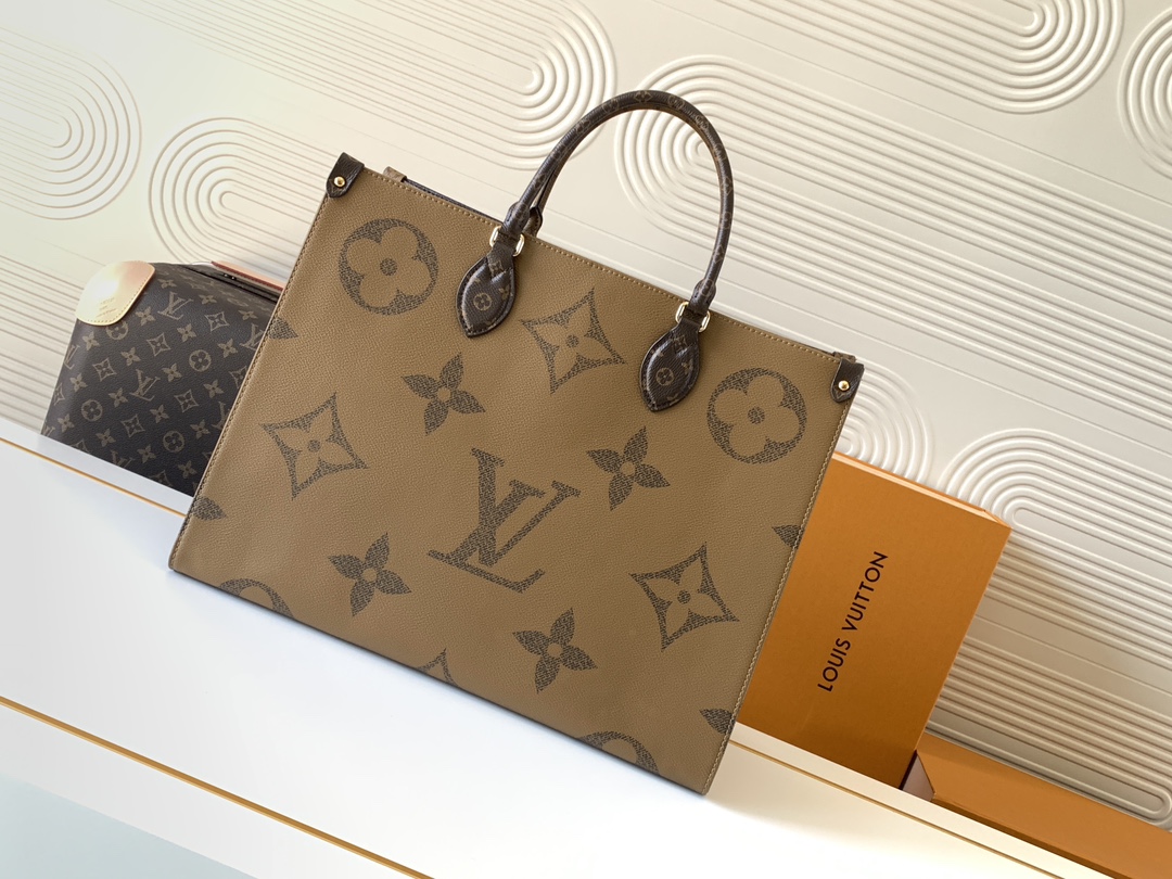 Louis Vuitton ONTHEGO EAST WEST Classic Large Dark Canvas Textured Shoulder Tote Louis Vuitton ONTHEGO EAST WEST Classic Large Dark Canvas Textured Shoulder Tote