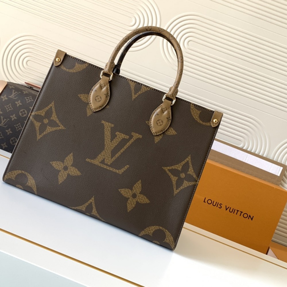 Louis Vuitton ONTHEGO EAST WEST Classic Medium Dark Canvas Textured Shoulder Strap Tote Louis Vuitton ONTHEGO EAST WEST Classic Medium Dark Canvas Textured Shoulder Strap Tote