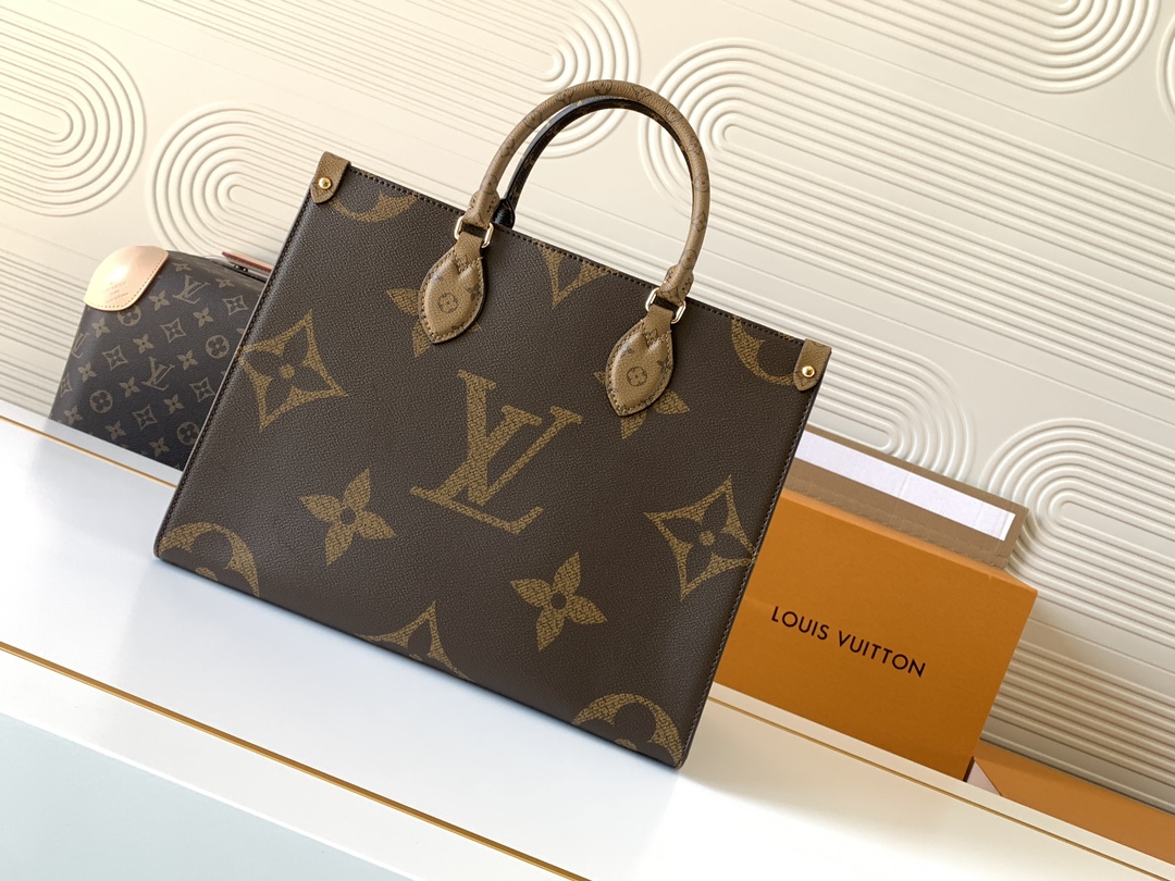 Louis Vuitton ONTHEGO EAST WEST Classic Medium Dark Canvas Textured Shoulder Strap Tote Louis Vuitton ONTHEGO EAST WEST Classic Medium Dark Canvas Textured Shoulder Strap Tote