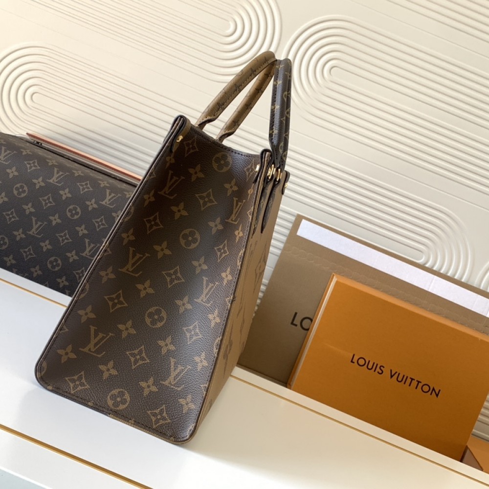Louis Vuitton ONTHEGO EAST WEST Classic Medium Dark Canvas Textured Shoulder Strap Tote Louis Vuitton ONTHEGO EAST WEST Classic Medium Dark Canvas Textured Shoulder Strap Tote