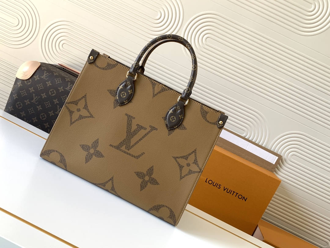 Louis Vuitton ONTHEGO EAST WEST Classic Medium Dark Canvas Textured Shoulder Strap Tote Louis Vuitton ONTHEGO EAST WEST Classic Medium Dark Canvas Textured Shoulder Strap Tote