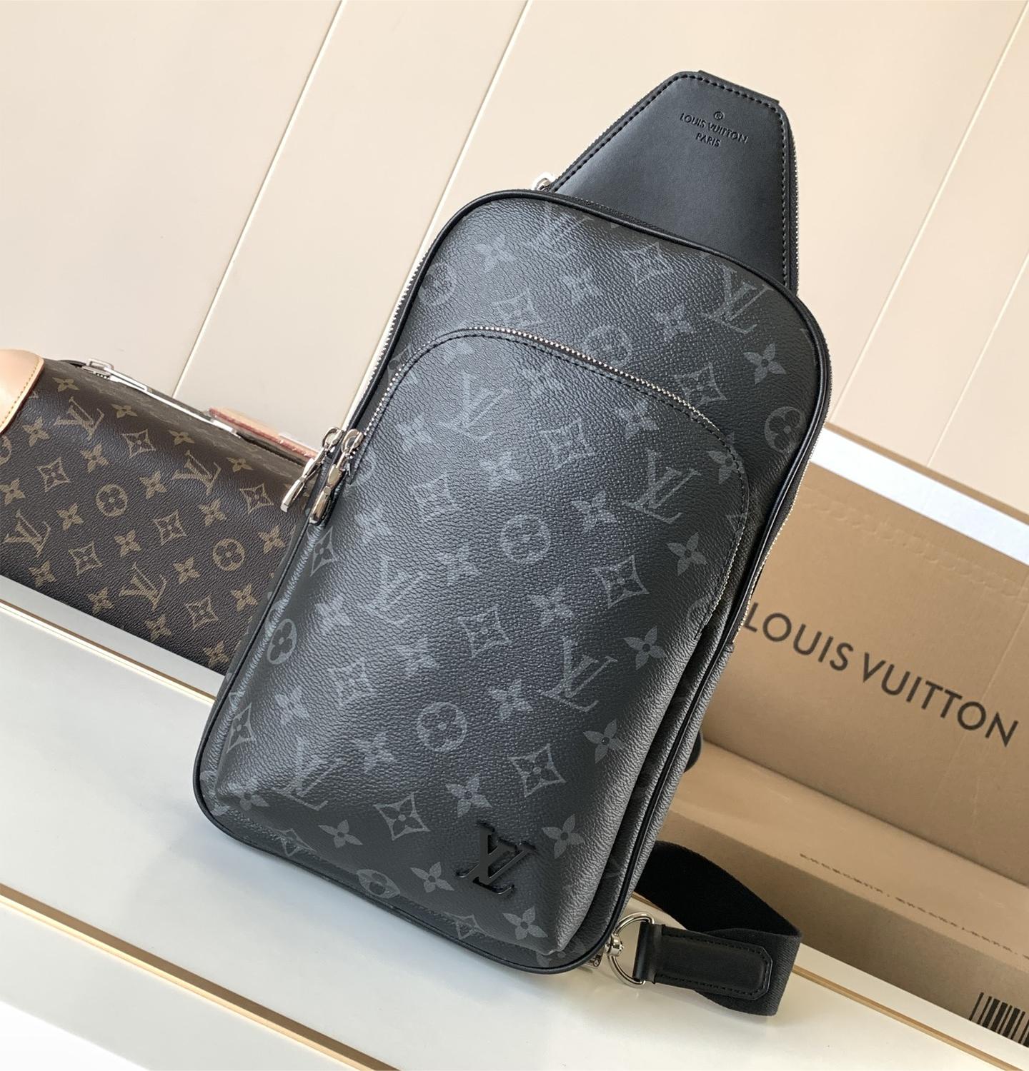 Louis Vuitton Canvas Textured Collection Classic Black Chest Bag Louis Vuitton Canvas Textured Collection Classic Black Chest Bag