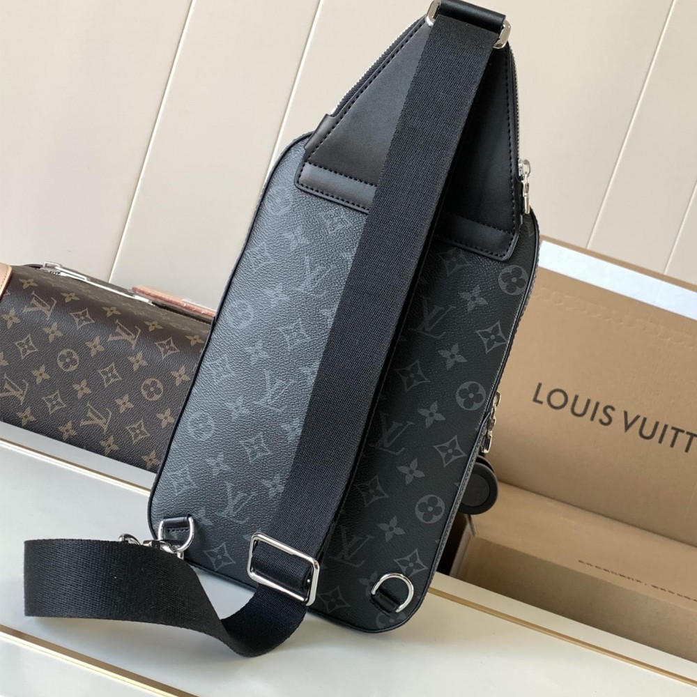 Louis Vuitton Canvas Textured Collection Classic Black Chest Bag Louis Vuitton Canvas Textured Collection Classic Black Chest Bag