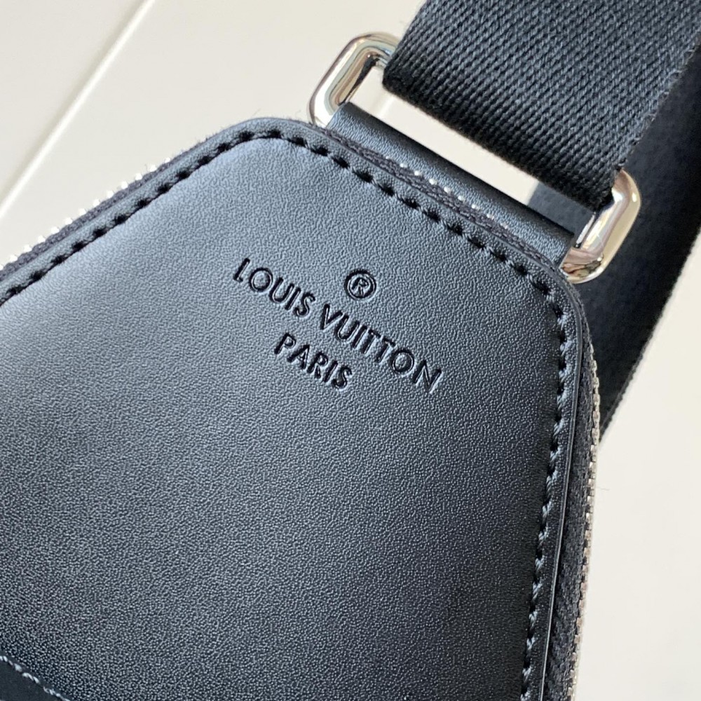 Louis Vuitton Canvas Textured Collection Classic Black Chest Bag Louis Vuitton Canvas Textured Collection Classic Black Chest Bag
