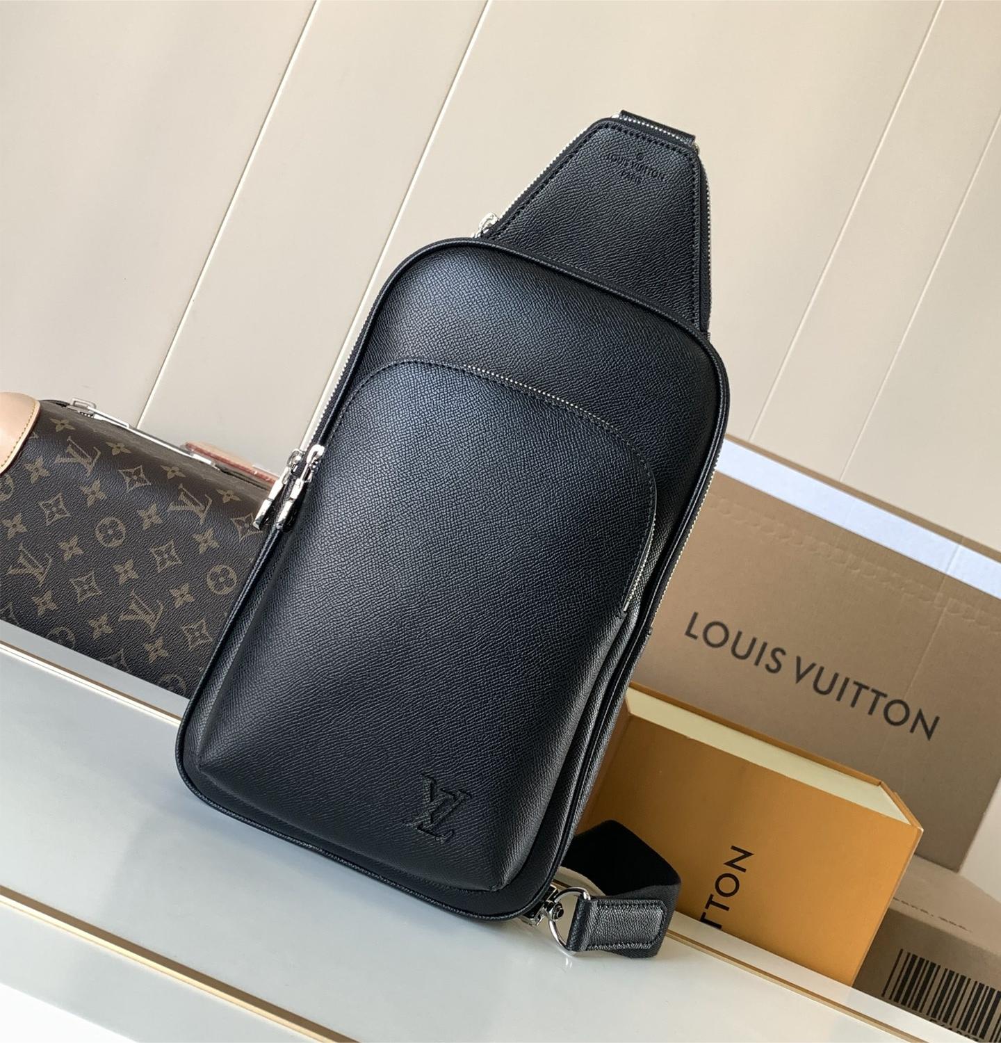 Louis Vuitton classic black textured leather chest bag Louis Vuitton classic black textured leather chest bag
