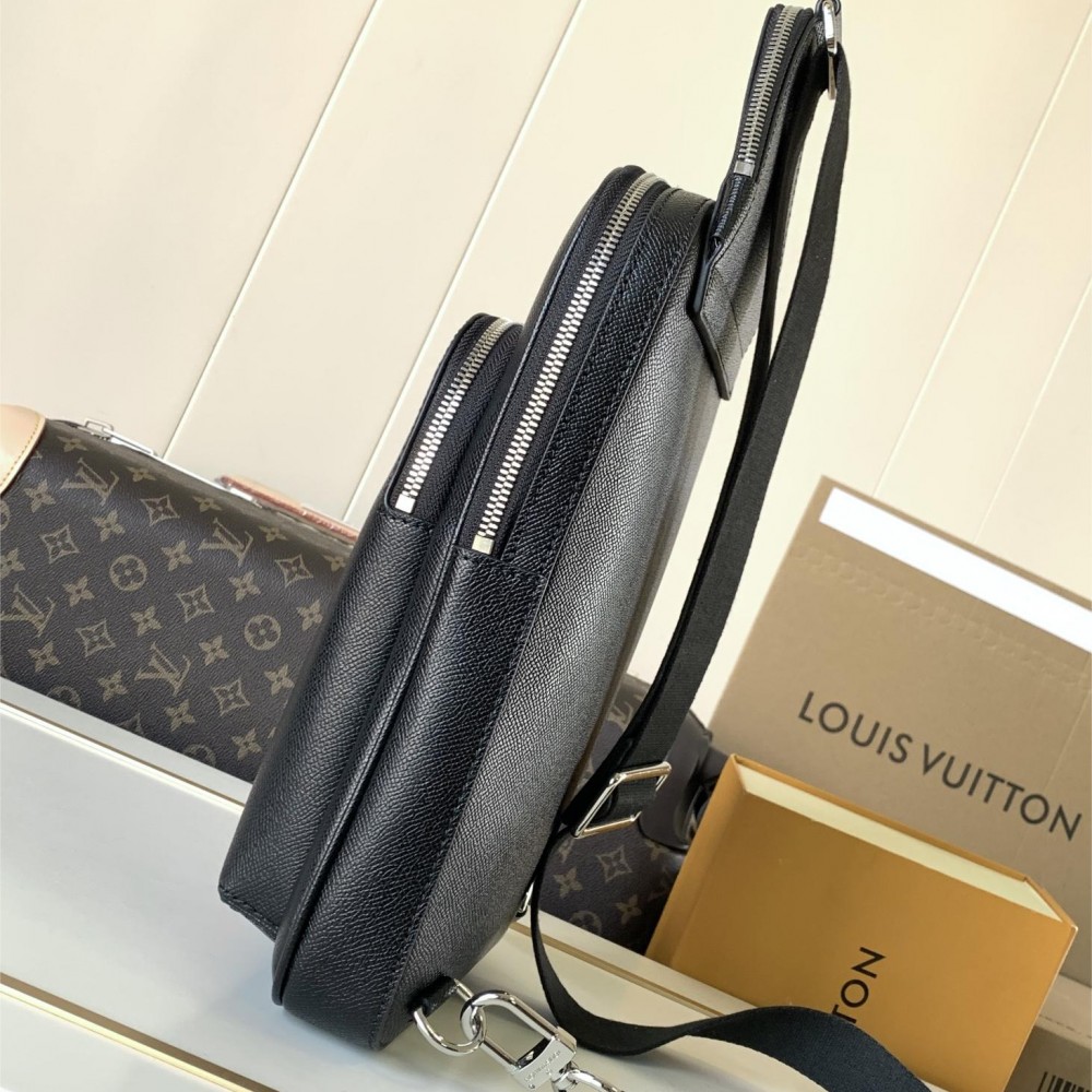 Louis Vuitton classic black textured leather chest bag Louis Vuitton classic black textured leather chest bag