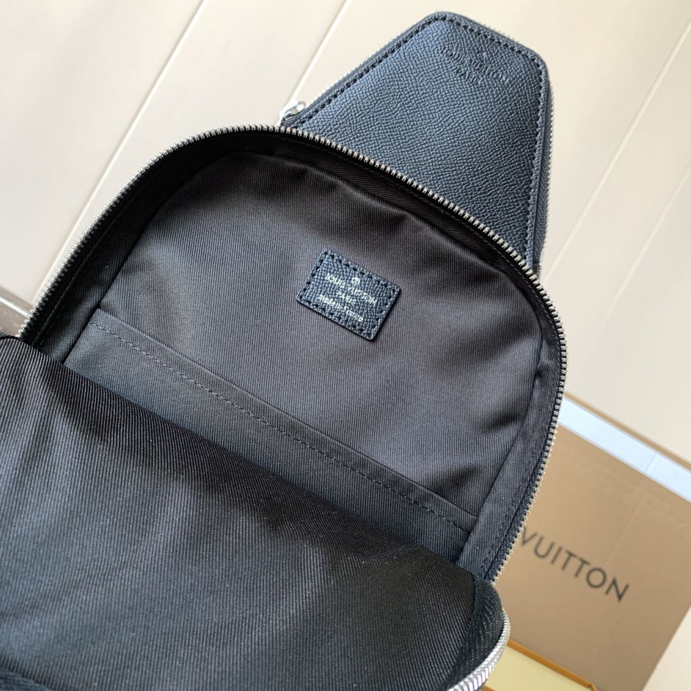 Louis Vuitton classic black textured leather chest bag Louis Vuitton classic black textured leather chest bag