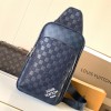Louis Vuitton Checkerboard Texture Collection Classic Dark Blue Leather Chest Bag Louis Vuitton Checkerboard Texture Collection Classic Dark Blue Leather Chest Bag