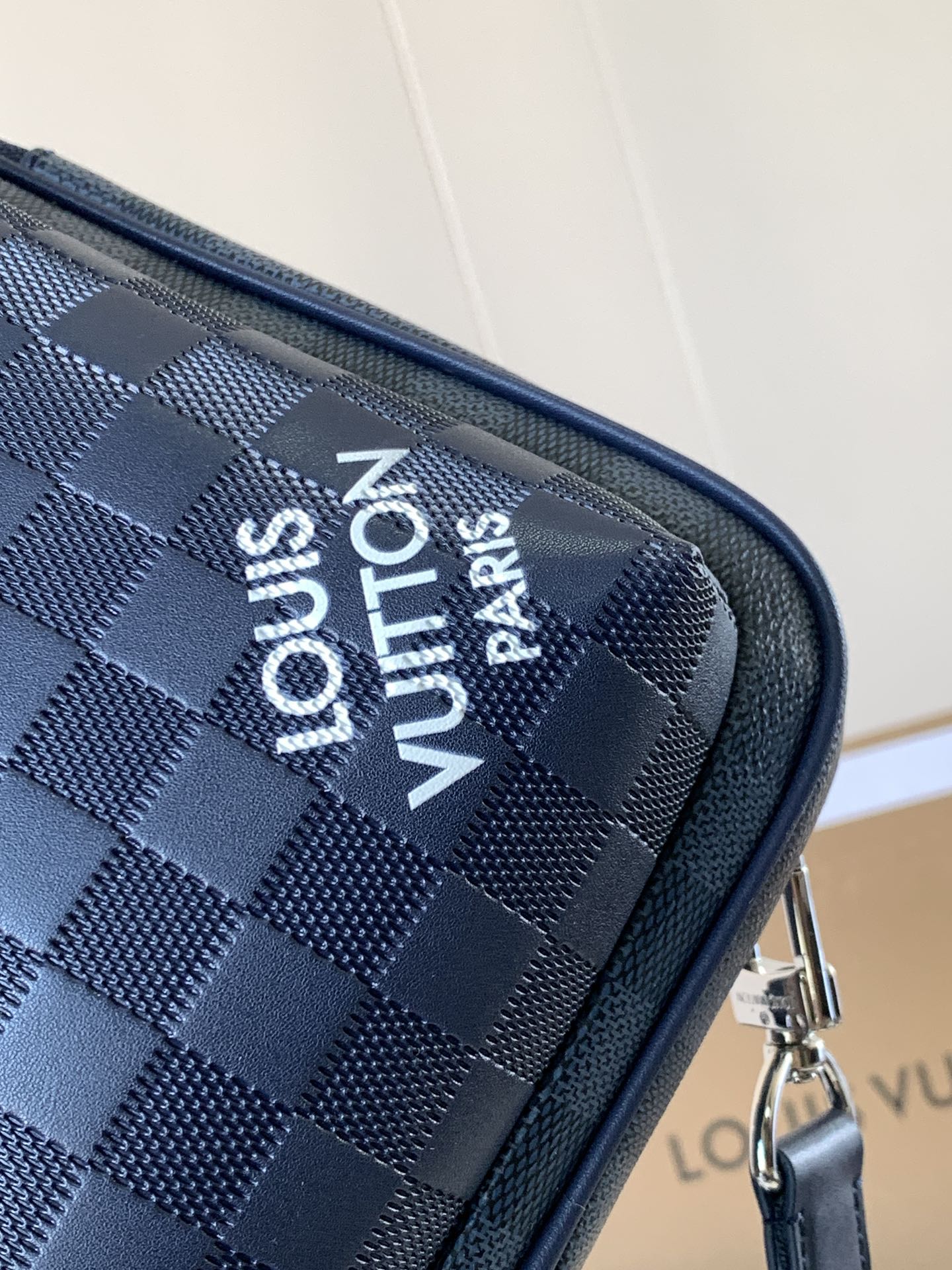 Louis Vuitton Checkerboard Texture Collection Classic Dark Blue Leather Chest Bag Louis Vuitton Checkerboard Texture Collection Classic Dark Blue Leather Chest Bag