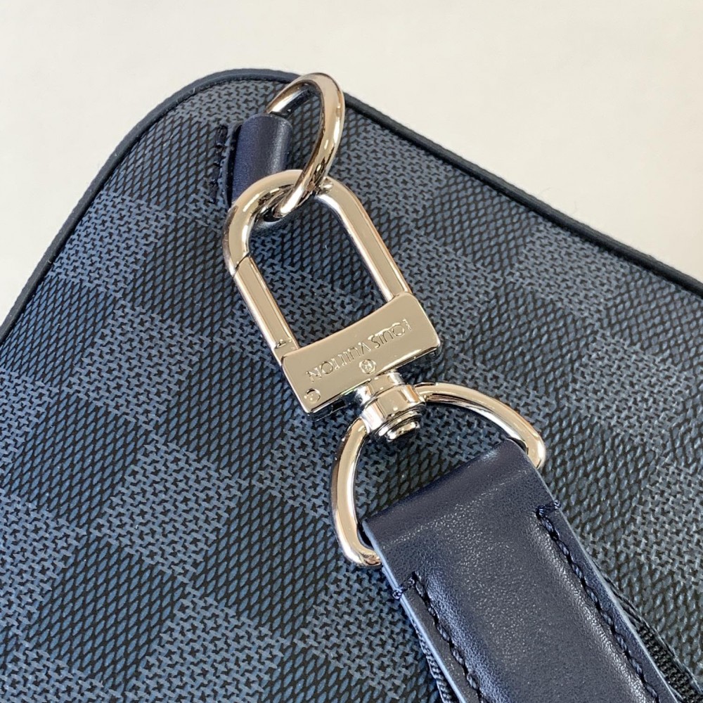 Louis Vuitton Checkerboard Texture Collection Classic Dark Blue Leather Chest Bag Louis Vuitton Checkerboard Texture Collection Classic Dark Blue Leather Chest Bag