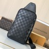 Louis Vuitton Chequer Textured Collection Classic Black Leather Chest Bag Louis Vuitton Chequer Textured Collection Classic Black Leather Chest Bag