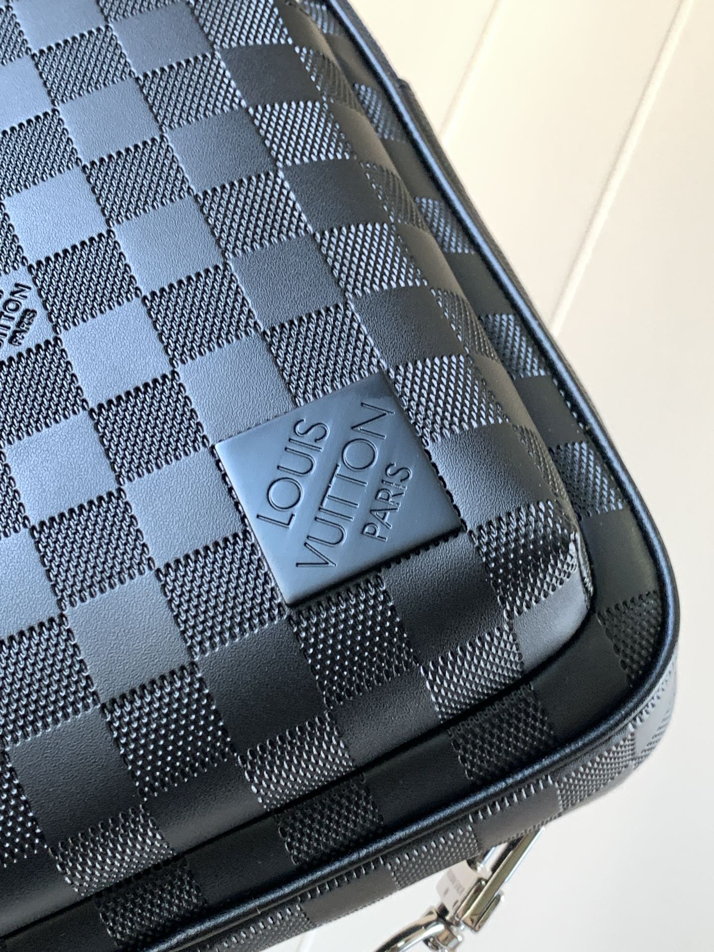 Louis Vuitton Chequer Textured Collection Classic Black Leather Chest Bag Louis Vuitton Chequer Textured Collection Classic Black Leather Chest Bag