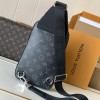 Louis Vuitton Canvas Textured Collection Classic Black Leather Chest Bag Louis Vuitton Canvas Textured Collection Classic Black Leather Chest Bag