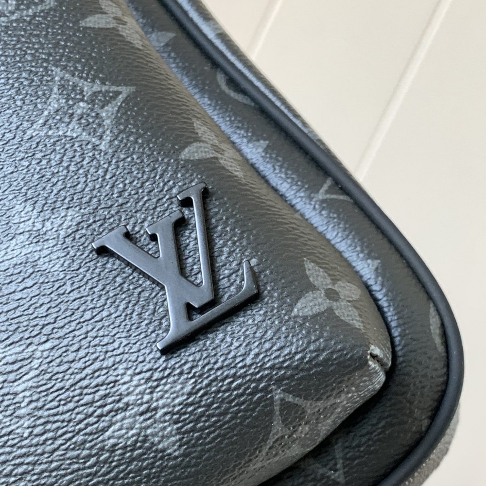 Louis Vuitton Canvas Textured Collection Classic Black Leather Chest Bag Louis Vuitton Canvas Textured Collection Classic Black Leather Chest Bag