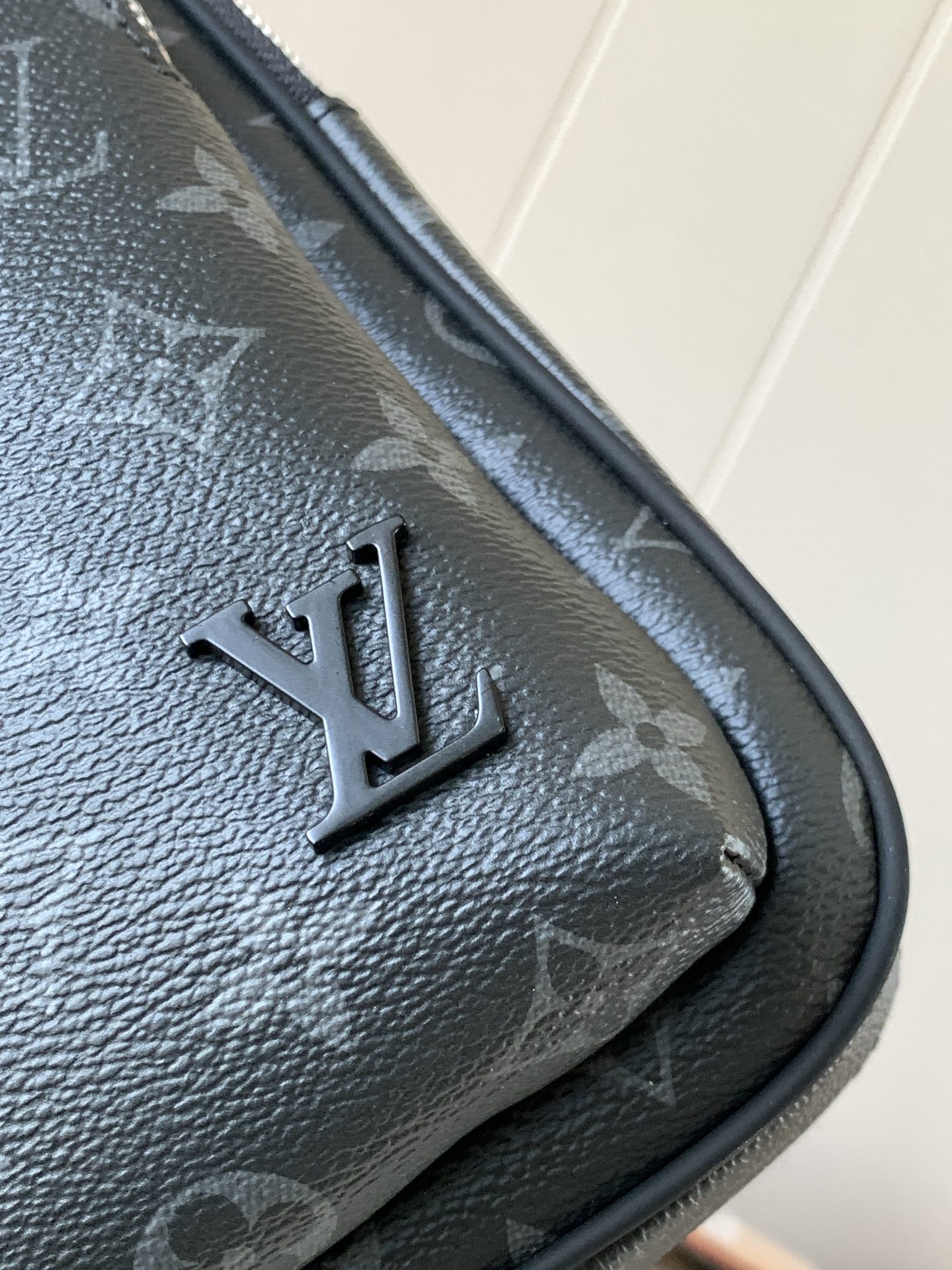 Louis Vuitton Canvas Textured Collection Classic Black Leather Chest Bag Louis Vuitton Canvas Textured Collection Classic Black Leather Chest Bag