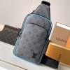 Louis Vuitton Canvas Textured Collection Classic Blue Grey Contrast Leather Chest Bag Louis Vuitton Canvas Textured Collection Classic Blue Grey Contrast Leather Chest Bag