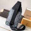 Louis Vuitton Canvas Textured Collection Classic Blue Grey Contrast Leather Chest Bag Louis Vuitton Canvas Textured Collection Classic Blue Grey Contrast Leather Chest Bag