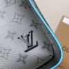 Louis Vuitton Canvas Textured Collection Classic Blue Grey Contrast Leather Chest Bag Louis Vuitton Canvas Textured Collection Classic Blue Grey Contrast Leather Chest Bag