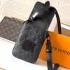 Louis Vuitton NIL pure black canvas textured leather messenger bag Louis Vuitton NIL pure black canvas textured leather messenger bag
