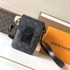 Louis Vuitton PULSE Pure Black Canvas Textured Leather Messenger Bag Louis Vuitton PULSE Pure Black Canvas Textured Leather Messenger Bag