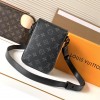 Louis Vuitton PULSE Pure Black Canvas Textured Leather Messenger Bag Louis Vuitton PULSE Pure Black Canvas Textured Leather Messenger Bag