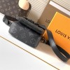Louis Vuitton PULSE Pure Black Canvas Textured Leather Messenger Bag Louis Vuitton PULSE Pure Black Canvas Textured Leather Messenger Bag