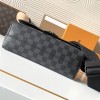 Louis Vuitton AVENUE series pure black checkerboard texture leather shoulder bag Louis Vuitton AVENUE series pure black checkerboard texture leather shoulder bag