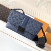 Louis Vuitton AVENUE series dark blue checkerboard textured leather shoulder bag Louis Vuitton AVENUE series dark blue checkerboard textured leather shoulder bag