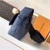 Louis Vuitton AVENUE series dark blue checkerboard textured leather shoulder bag Louis Vuitton AVENUE series dark blue checkerboard textured leather shoulder bag