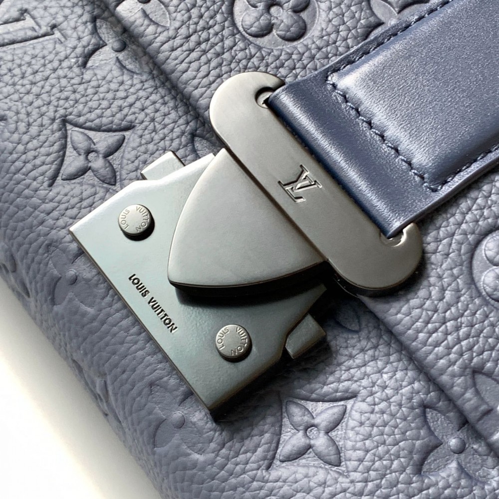 Louis Vuitton AVENUE series dark blue checkerboard textured leather shoulder bag Louis Vuitton AVENUE series dark blue checkerboard textured leather shoulder bag