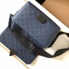 Louis Vuitton AVENUE series dark blue checkerboard textured leather shoulder bag Louis Vuitton AVENUE series dark blue checkerboard textured leather shoulder bag