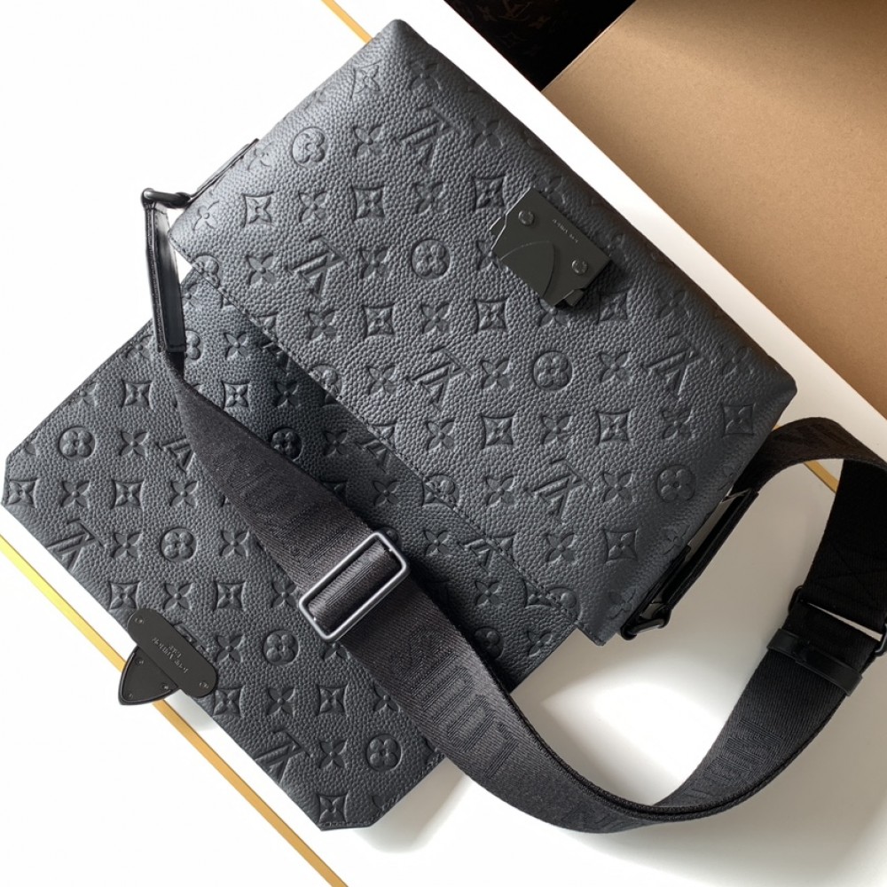Louis Vuitton AVENUE series pure black canvas textured leather shoulder bag Louis Vuitton AVENUE series pure black canvas textured leather shoulder bag