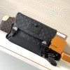 Louis Vuitton NIL series pure black leather canvas textured messenger bag Louis Vuitton NIL series pure black leather canvas textured messenger bag