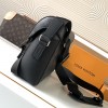 Louis Vuitton NIL series pure black leather canvas textured messenger bag Louis Vuitton NIL series pure black leather canvas textured messenger bag