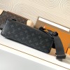 Louis Vuitton NIL series pure black leather canvas textured messenger bag Louis Vuitton NIL series pure black leather canvas textured messenger bag