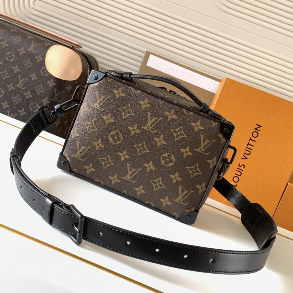 Louis Vuitton Soft Trunk black and brown contrast leather and canvas textured tote Louis Vuitton Soft Trunk black and brown contrast leather and canvas textured tote