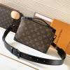 Louis Vuitton Soft Trunk black and brown contrast leather and canvas textured tote Louis Vuitton Soft Trunk black and brown contrast leather and canvas textured tote