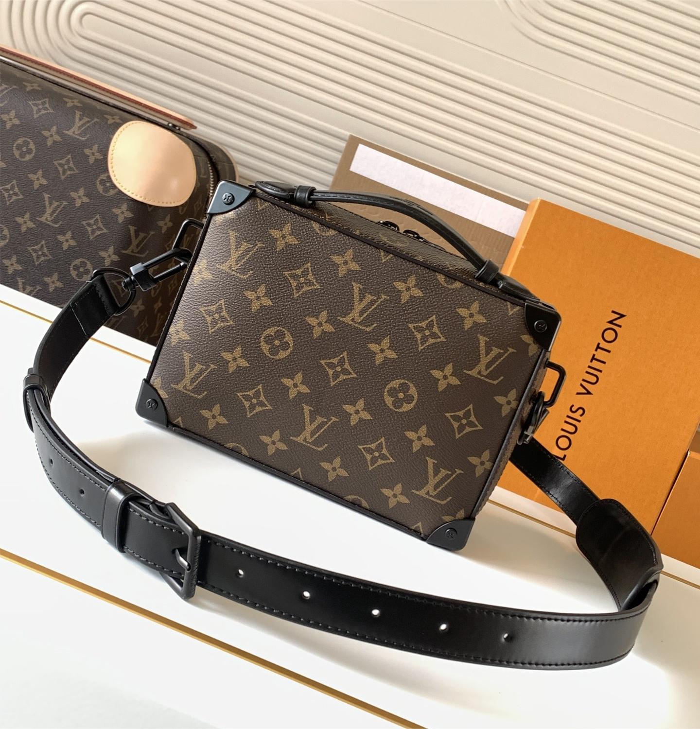 Louis Vuitton Soft Trunk black and brown contrast leather and canvas textured tote Louis Vuitton Soft Trunk black and brown contrast leather and canvas textured tote