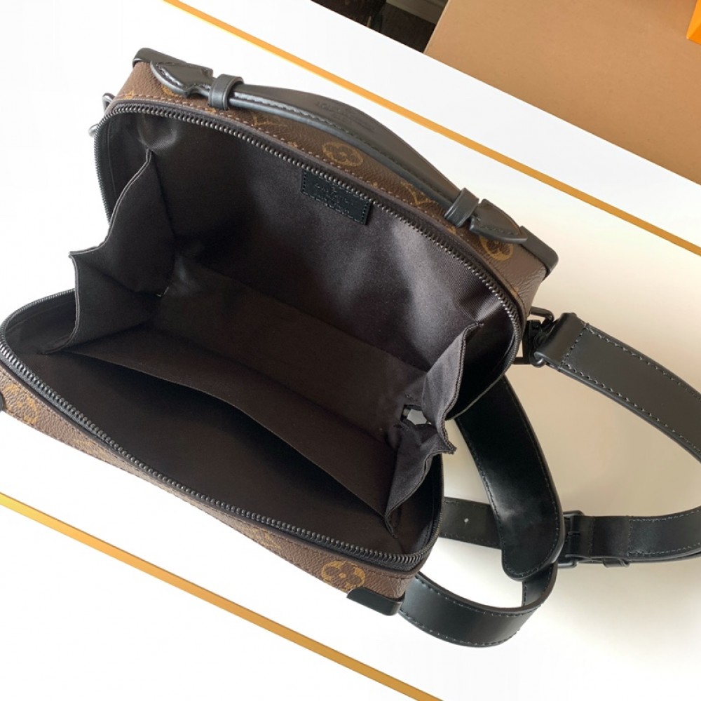 Louis Vuitton Soft Trunk black and brown contrast leather and canvas textured tote Louis Vuitton Soft Trunk black and brown contrast leather and canvas textured tote