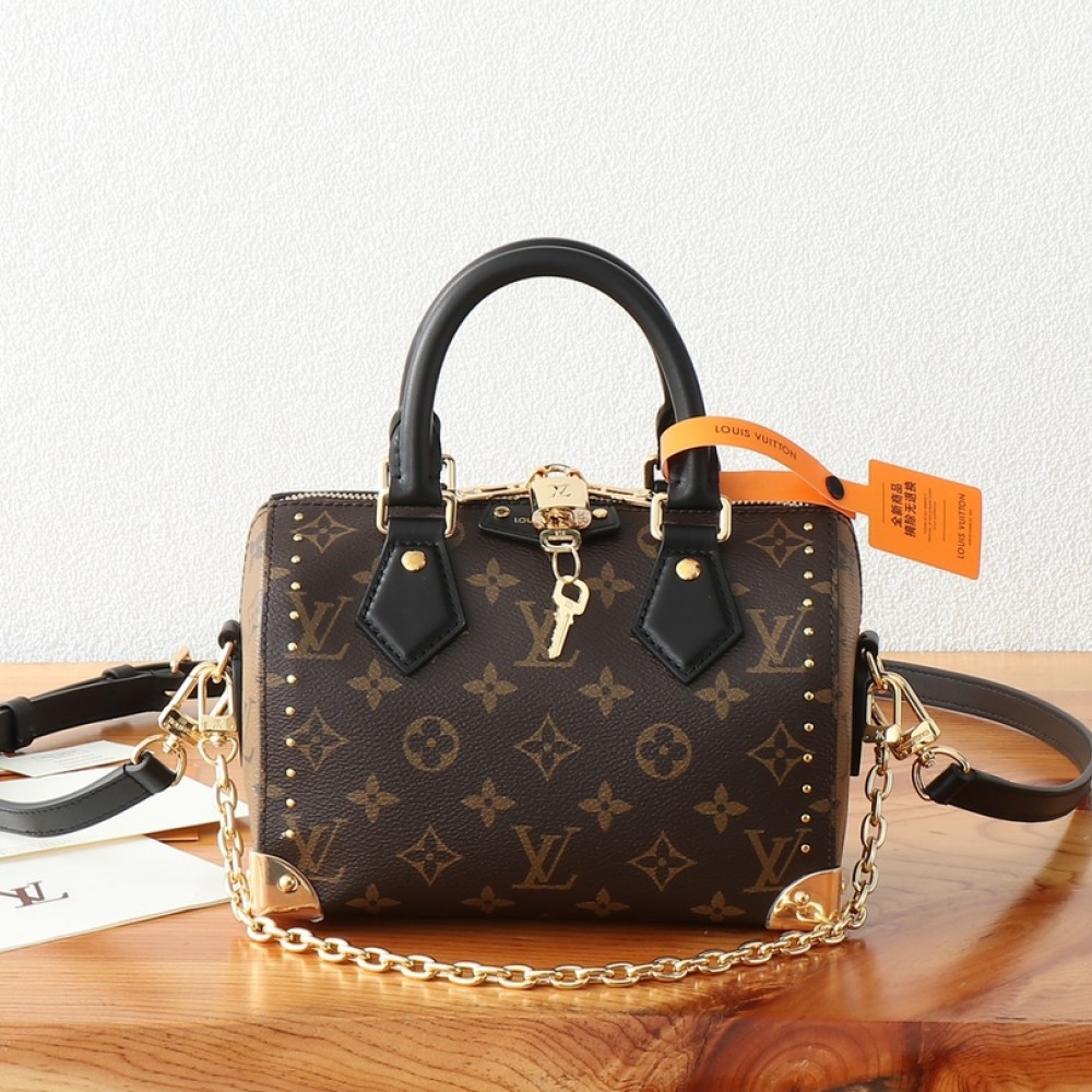 Louis Vuitton Speedy series classic monogram leather hardware chain handbag Louis Vuitton Speedy series classic monogram leather hardware chain handbag
