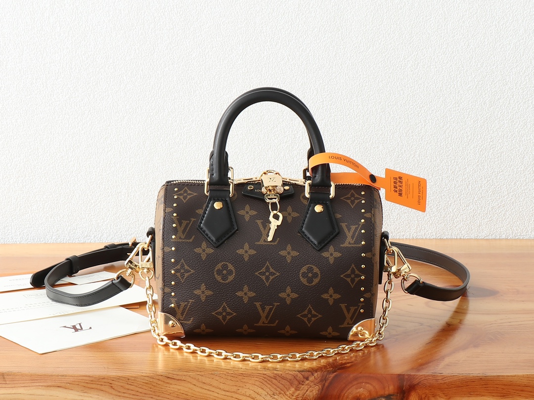 Louis Vuitton Speedy series classic monogram leather hardware chain handbag Louis Vuitton Speedy series classic monogram leather hardware chain handbag