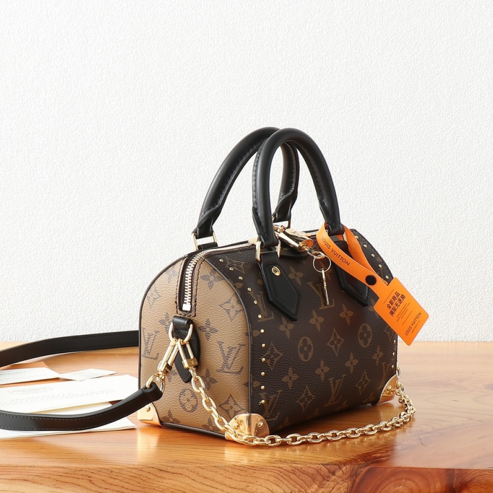 Louis Vuitton Speedy series classic monogram leather hardware chain handbag Louis Vuitton Speedy series classic monogram leather hardware chain handbag