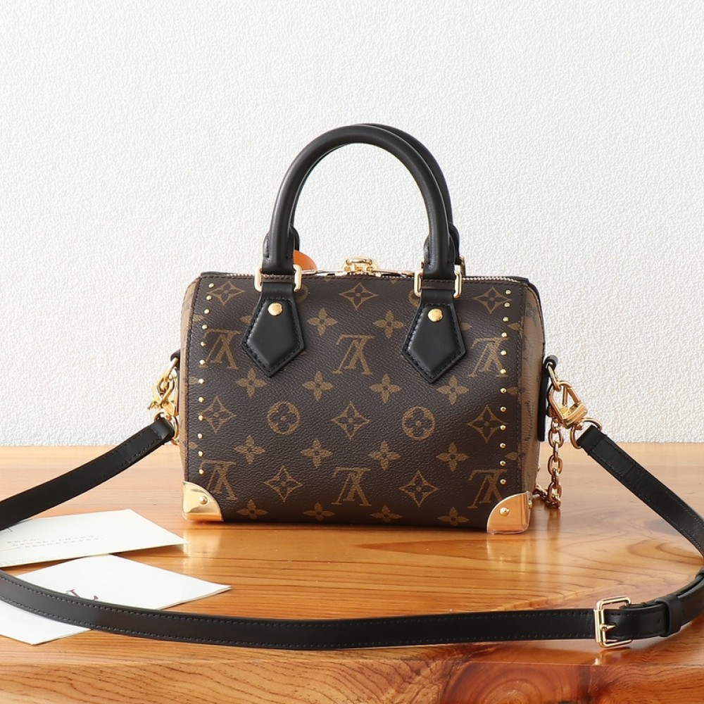 Louis Vuitton Speedy series classic monogram leather hardware chain handbag Louis Vuitton Speedy series classic monogram leather hardware chain handbag